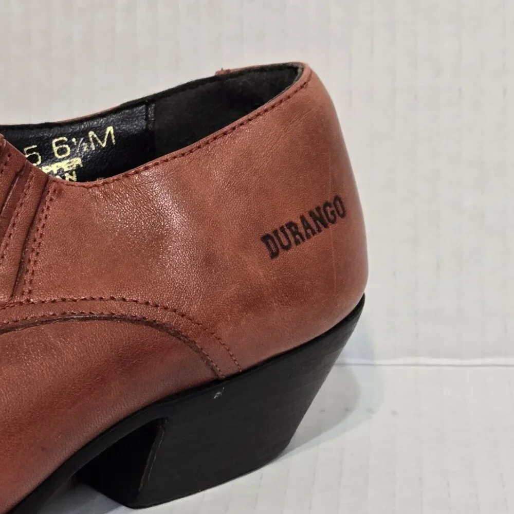 Durango Western Ankle Booties‎ Womens 6.5 Brown Leather Pointed Snip Toe